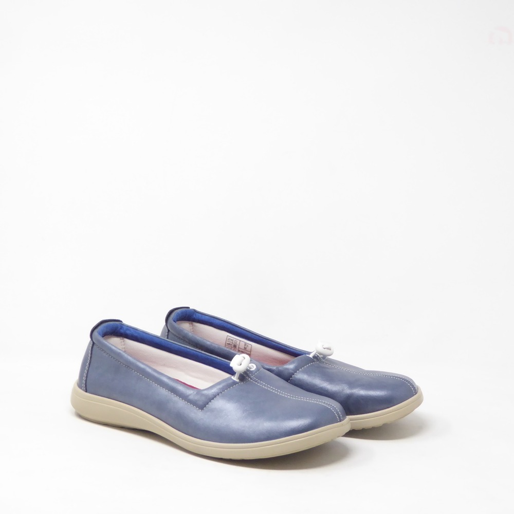 SAS Womens Funk Active Slip-On Shoes Blue Leather Slip On Comfort Size 9.5 M